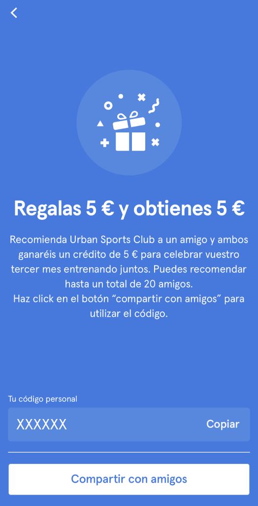 Código de amigo de Urban Sports Club.